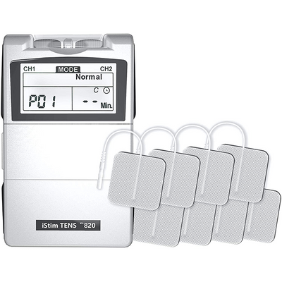iStim Tens Unit Stimulator Machine - EV820 with 8 Electrodes Japanese Gel for Pain Management, Back Pain and Rehabilitation - iStim