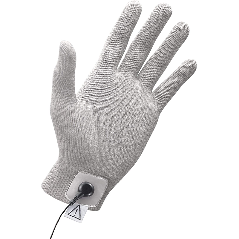 iStim Conductive Glove Package (Including Electrode Pads) for electrotherapy, Massage - Compatible with TENS/EMS Machine Units - Silver Thread (M - 2 Pieces) - iStim