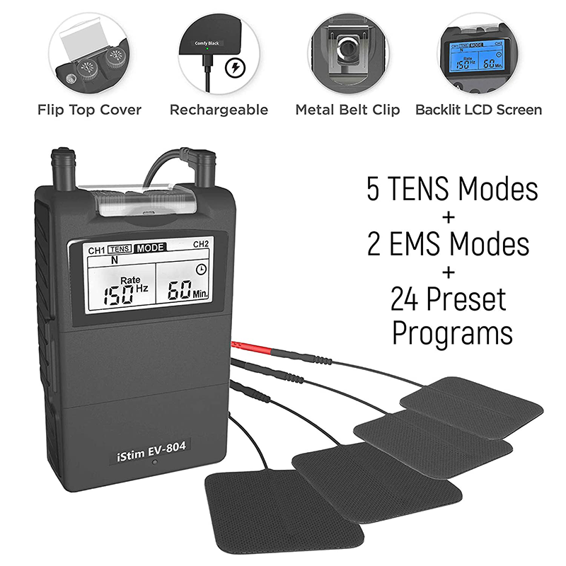 iStim EV-804 2-Channel TENS/EMS Electrotherapy Combo Machine iStim EV-804 2-Channel TENS/EMS Electrotherapy Combo Machine