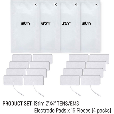 iStim Super Soft 2"x2" TENS Unit Electrodes for TENS Massage EMS - 100% Japanese Gel (2"x4" - 16 Pieces) - iStim