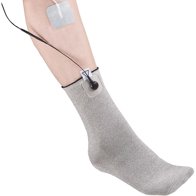 iStim Conductive Sock Package (Including Electrodes Pads) for electrotherapy, Massage - Compatible with TENS/EMS Machine Units - Silver Thread (2 Pieces) - iStim
