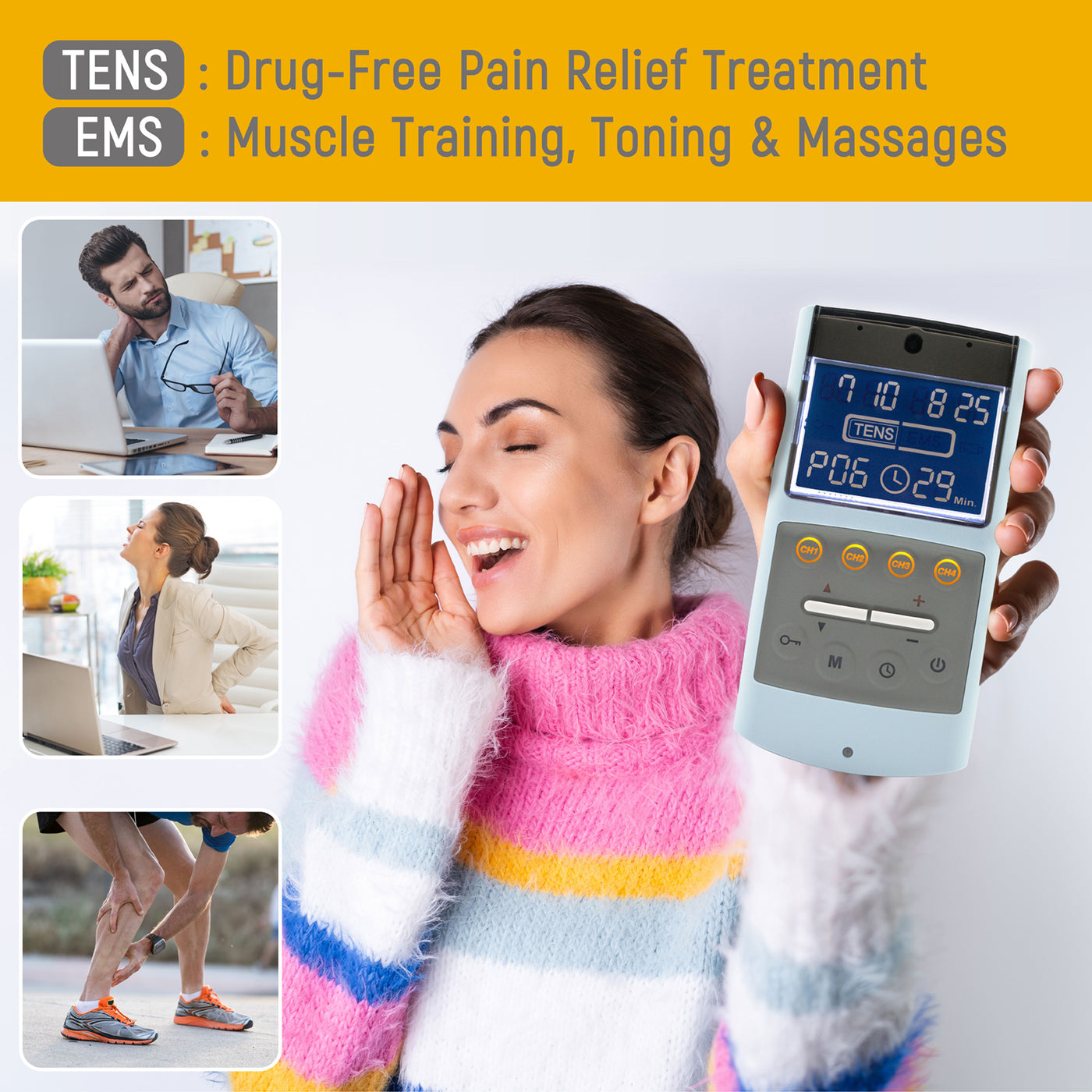 iStim EV-906 TENS Unit & EMS Combination Muscle Stimulator